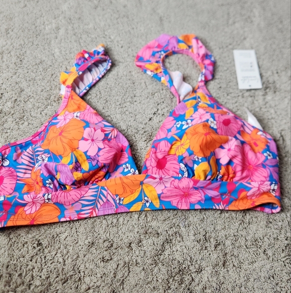 Cupshe Floral Rufled Bralette & High Waist Bikini Set L - Picture 14 of 16